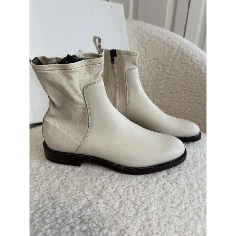 NWT Brunello Cucinelli - Women's Ankle Boots‎ Ecru Size 37